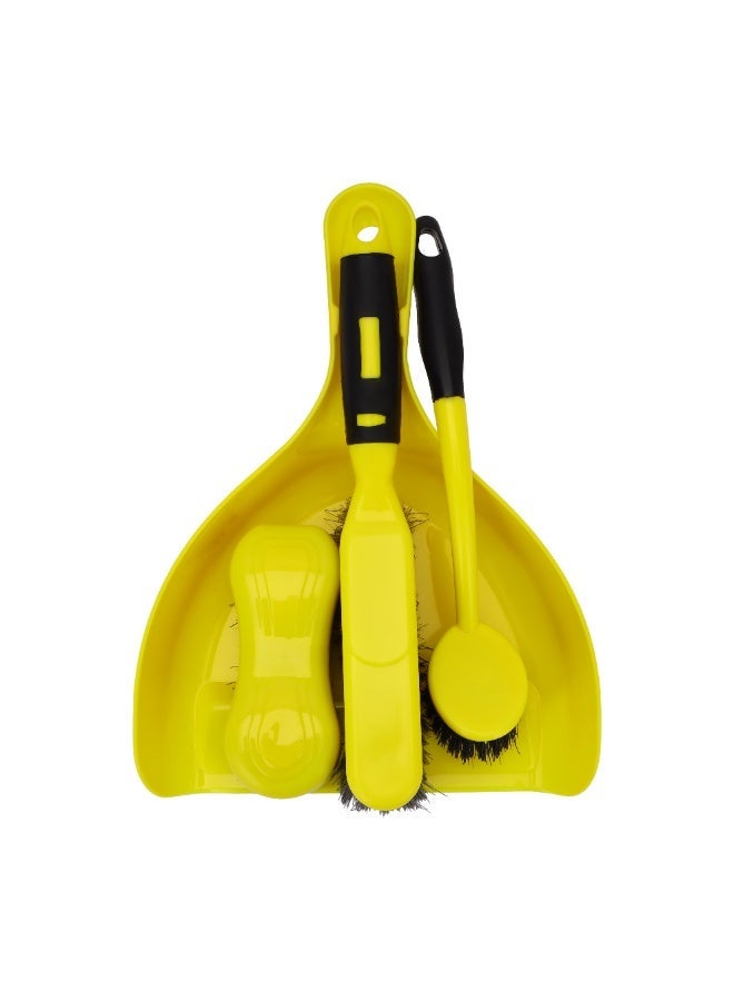 Royalford Cleaning Brush Set | Includes Dust Pan, Floor, Hard Floors and Sink Brushes, Durable Split Bristles, Comfortable Grip, Multi-Purpose Tool | Ideal for Home | Multicolour | RF13045 - Image 4